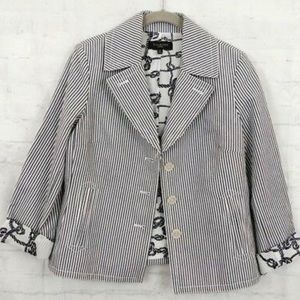 Talbots Petites Womens Striped Seersucker Blazer